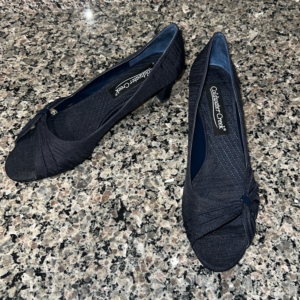 Coldwater Creek - Asymmetric Pleated Pump - Navy - BNWT